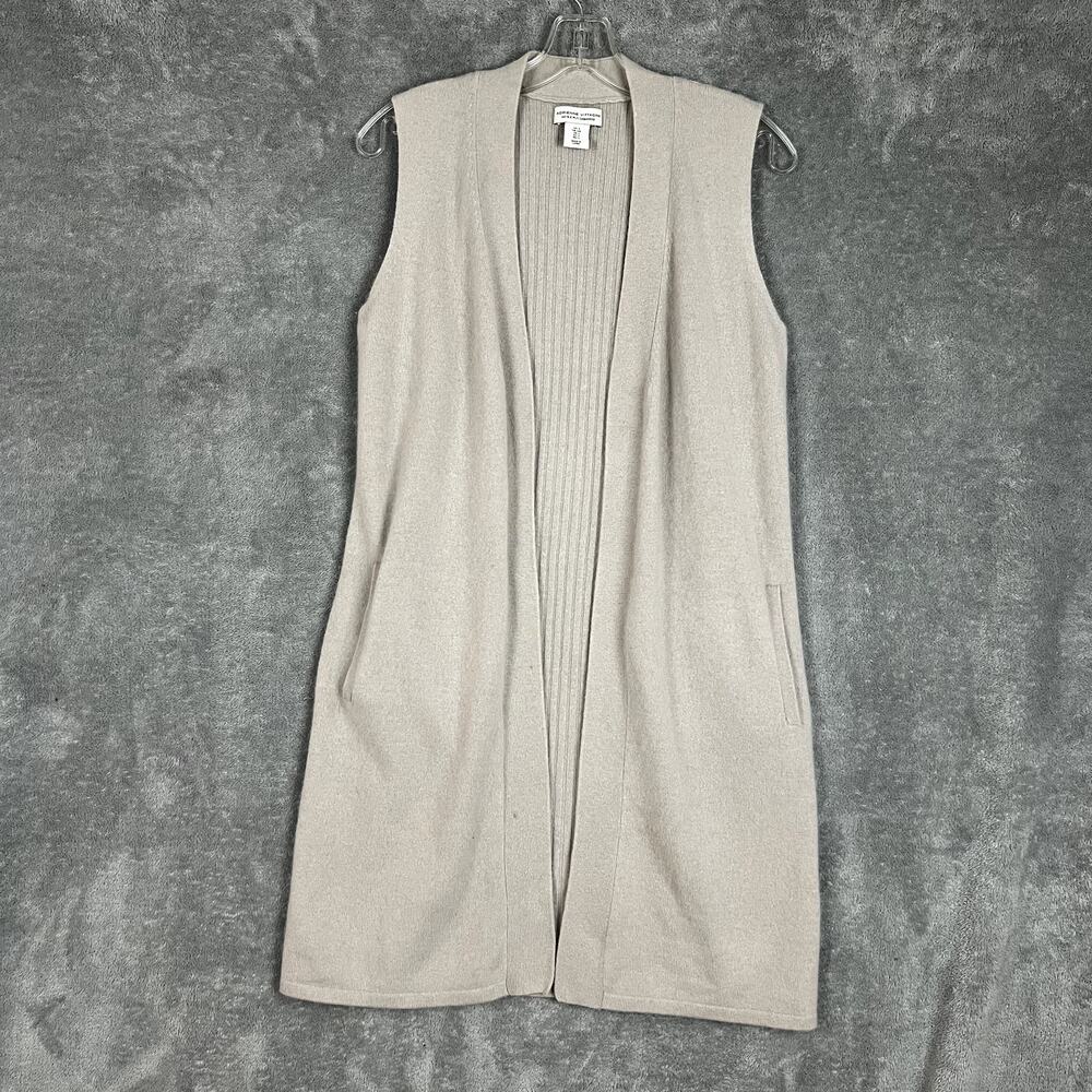 Adrienne Vittadini‎ 100% Cashmere Sleeveless Cardigan Womens S Beige Minimalist